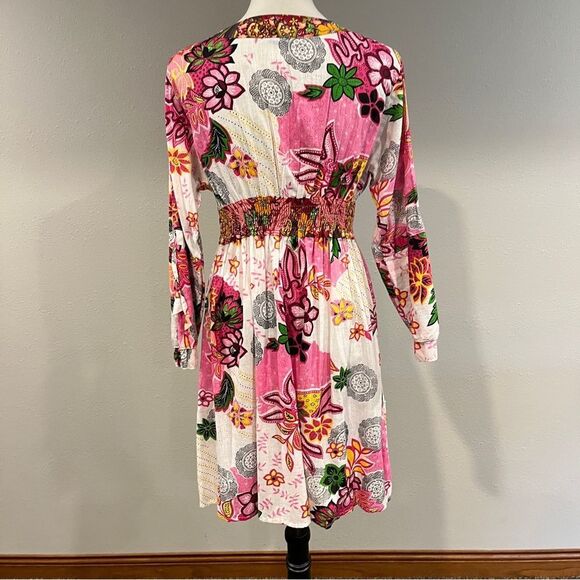 Floral beaded long sleeve V-Neck Dress size large - Picture 6 of 13